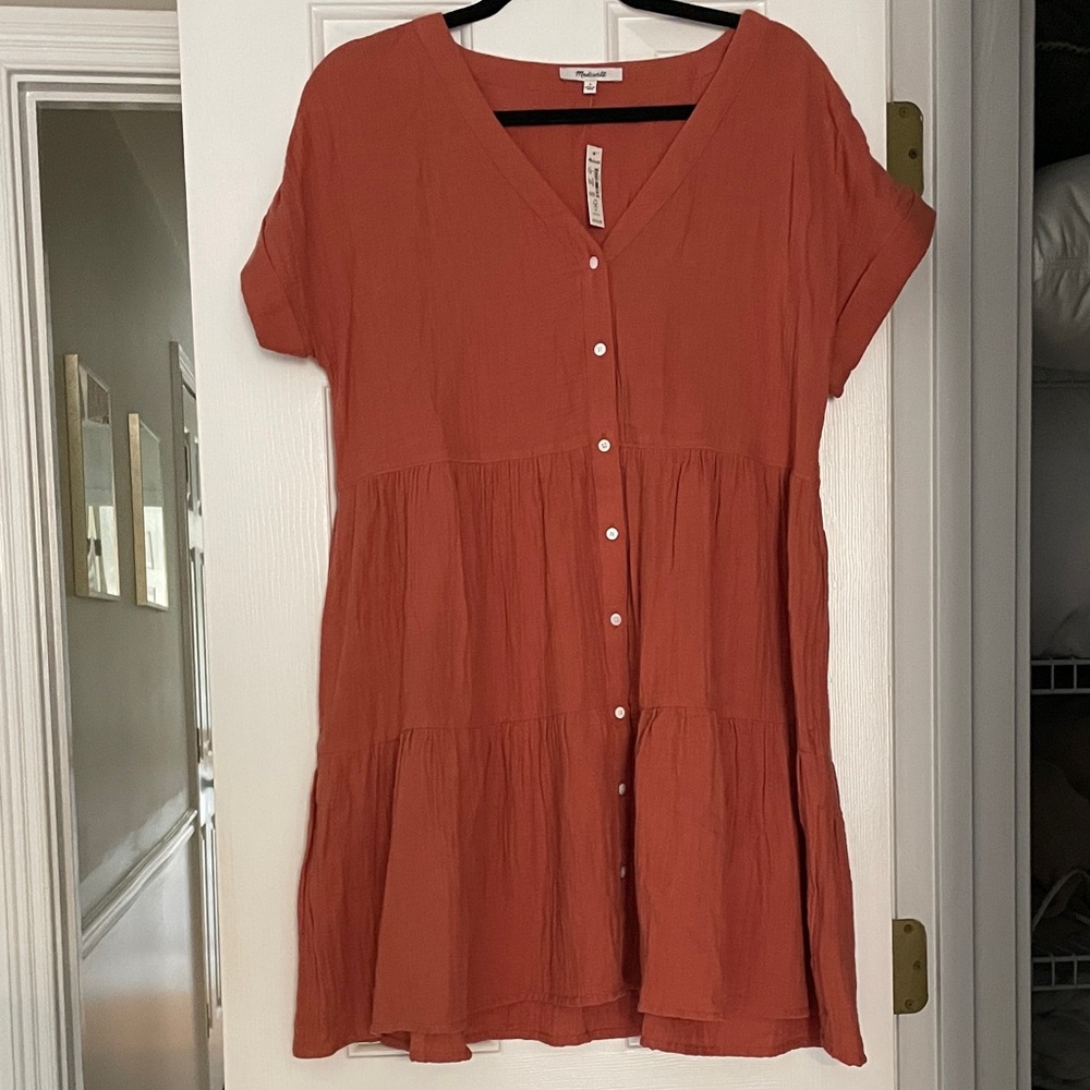 Madewell Terracotta V-Neck Dress